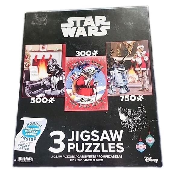 Star Wars, Set Of 3 Puzzles Christmas Theme, Varying Piece Ct, Adhesive/Poster - Picture 1 of 7